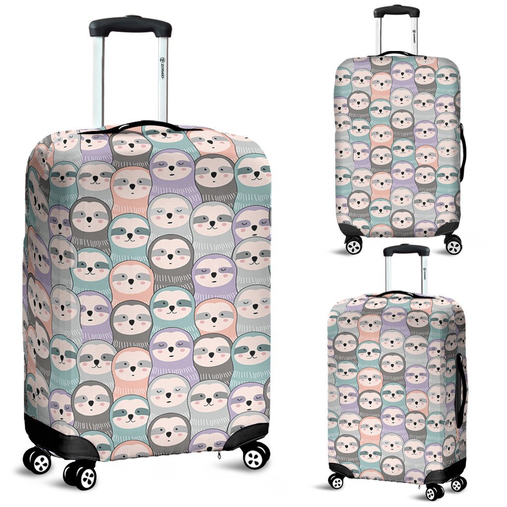 Colorful Sloth Pattern Print Luggage Cover Protector-grizzshop