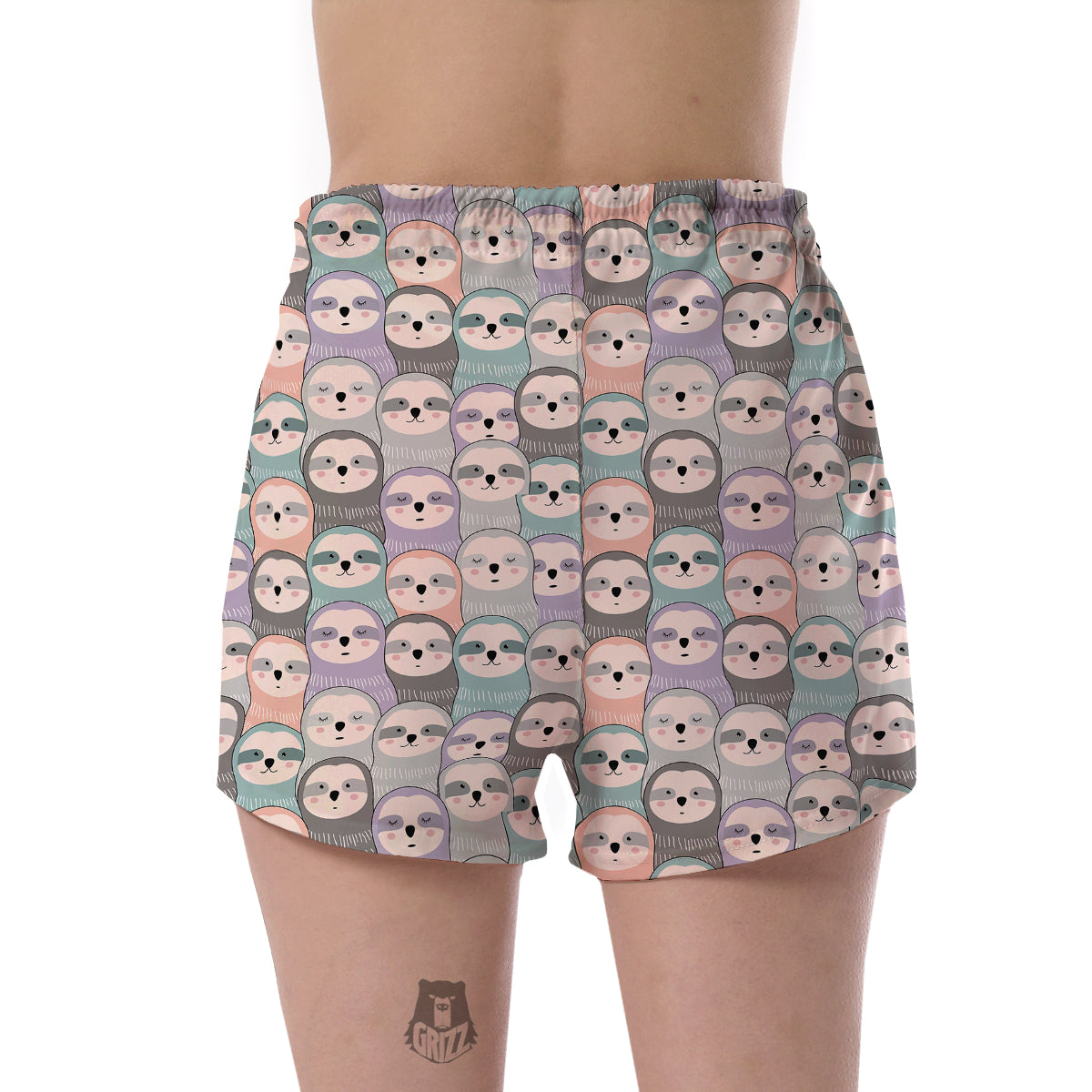 Colorful Sloth Pattern Print Women's Shorts-grizzshop