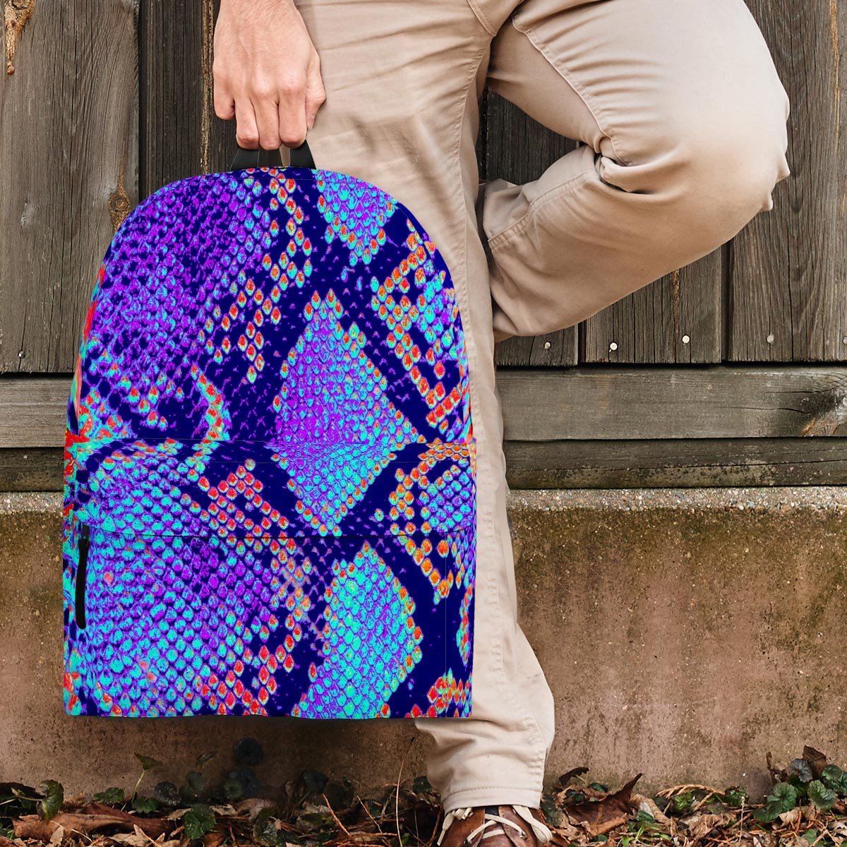Colorful Snakeskin Print Backpack-grizzshop