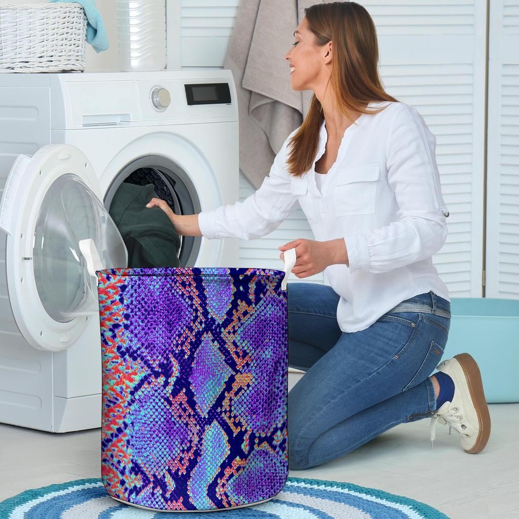 Colorful Snakeskin Print Laundry Basket-grizzshop