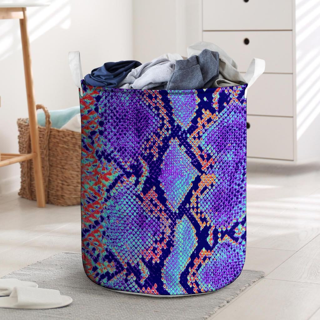 Colorful Snakeskin Print Laundry Basket-grizzshop