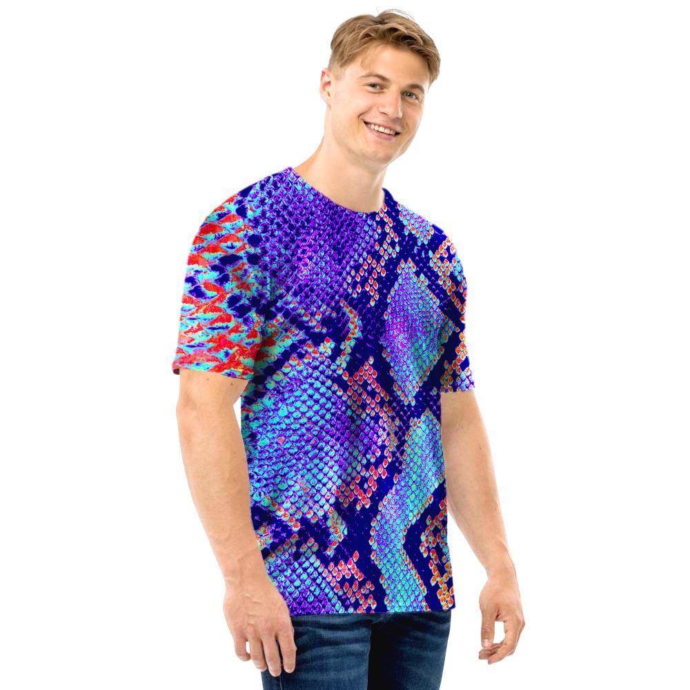 Colorful Snakeskin Print Men T Shirt-grizzshop