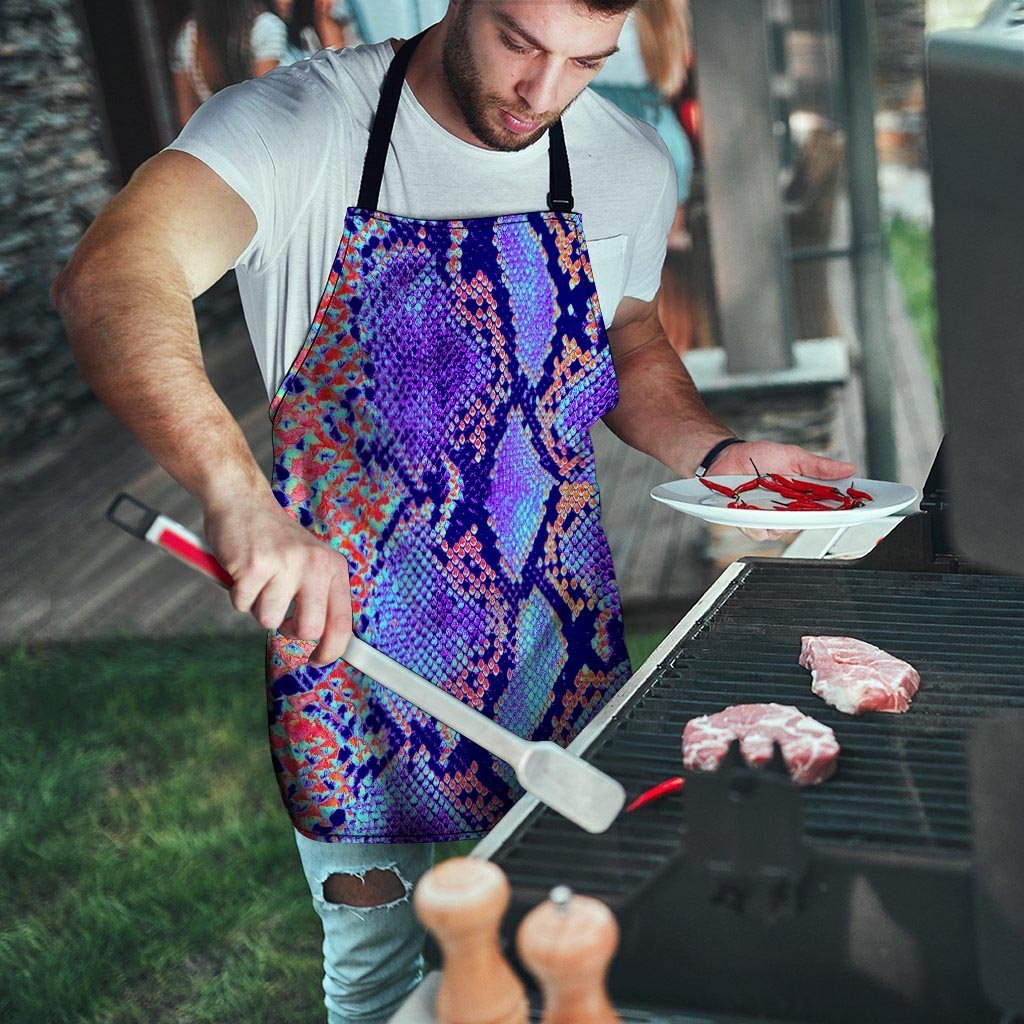Colorful Snakeskin Print Men's Apron-grizzshop