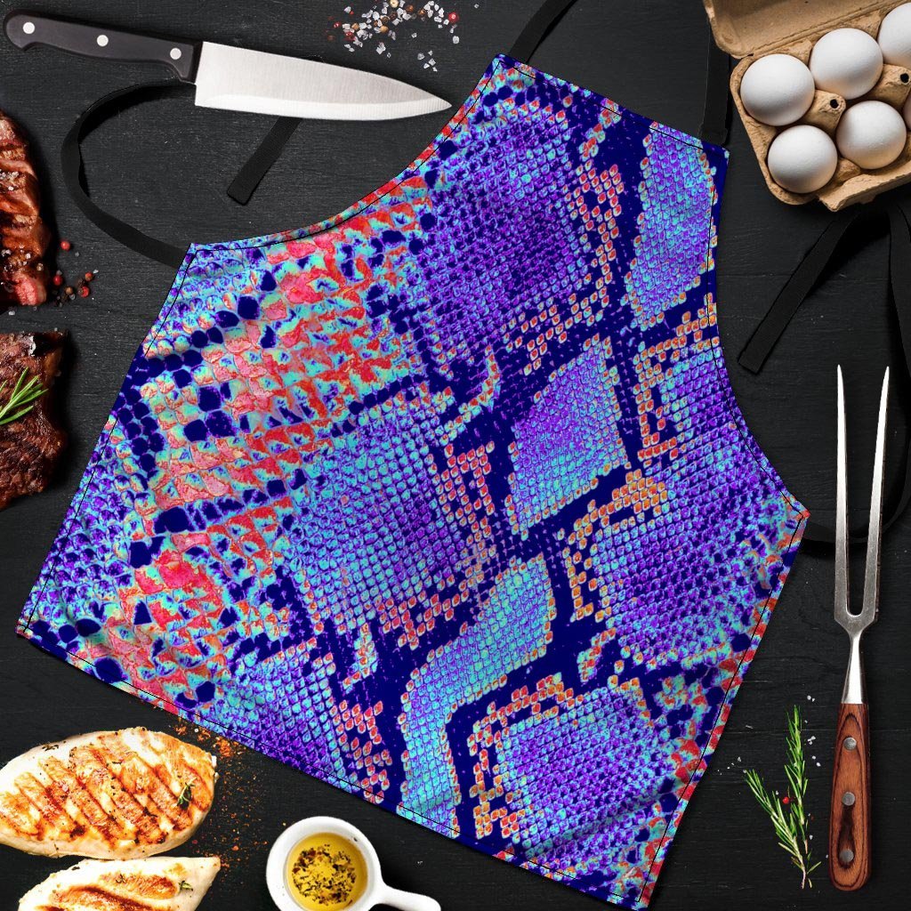 Colorful Snakeskin Print Men's Apron-grizzshop