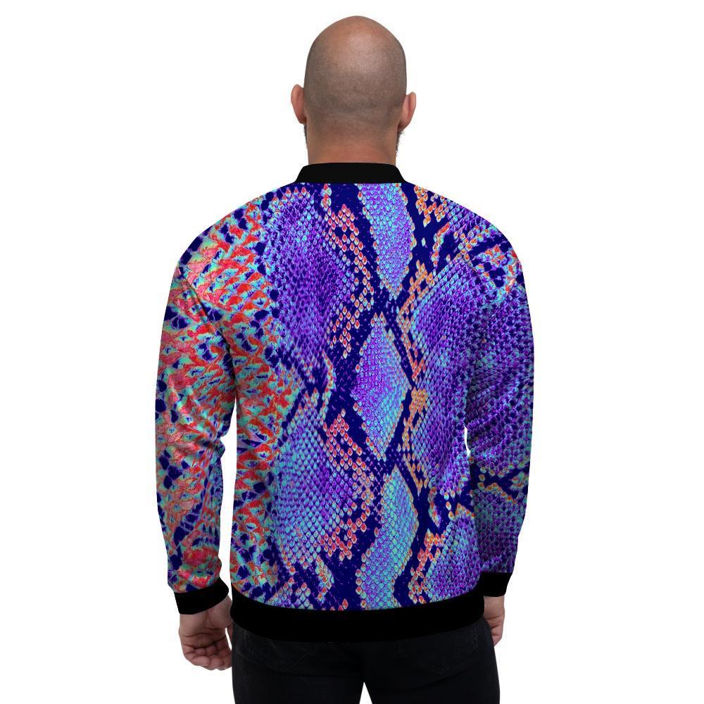 Colorful Snakeskin Print Men's Bomber Jacket-grizzshop