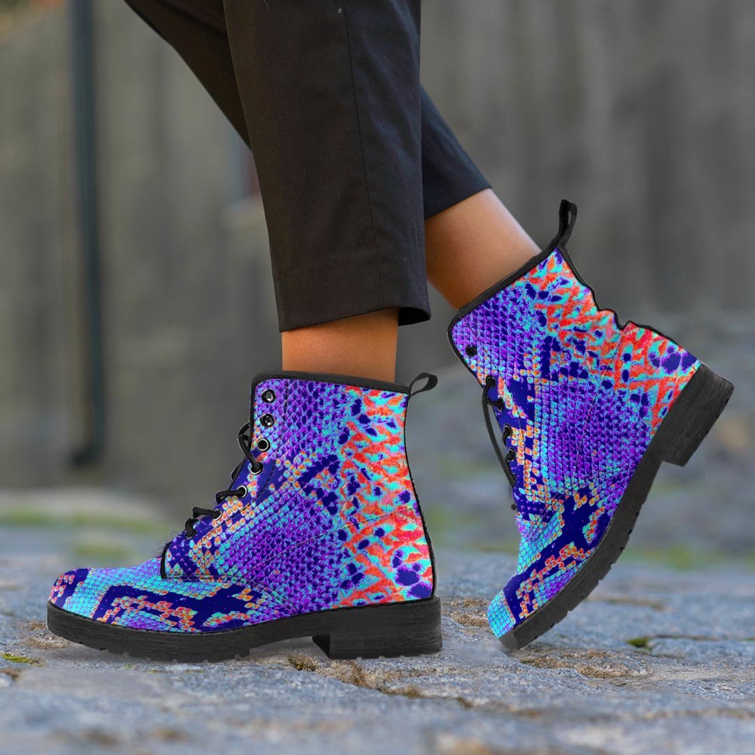 Colorful Snakeskin Print Men's Boots-grizzshop