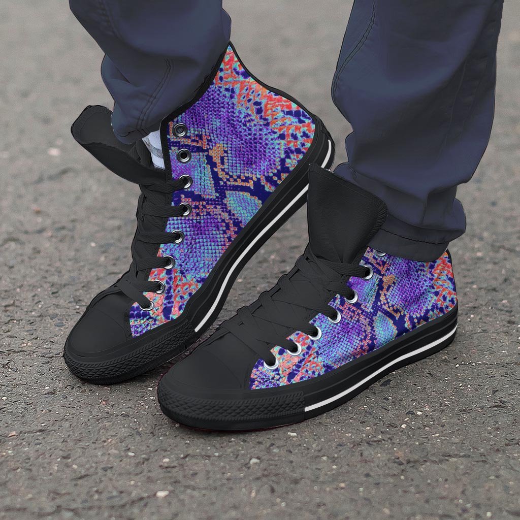 Colorful Snakeskin Print Men's High Top Shoes-grizzshop