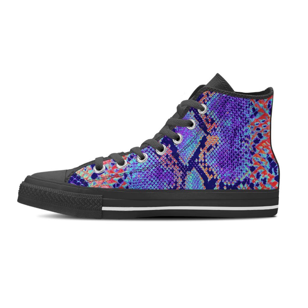 Colorful Snakeskin Print Men's High Top Shoes-grizzshop