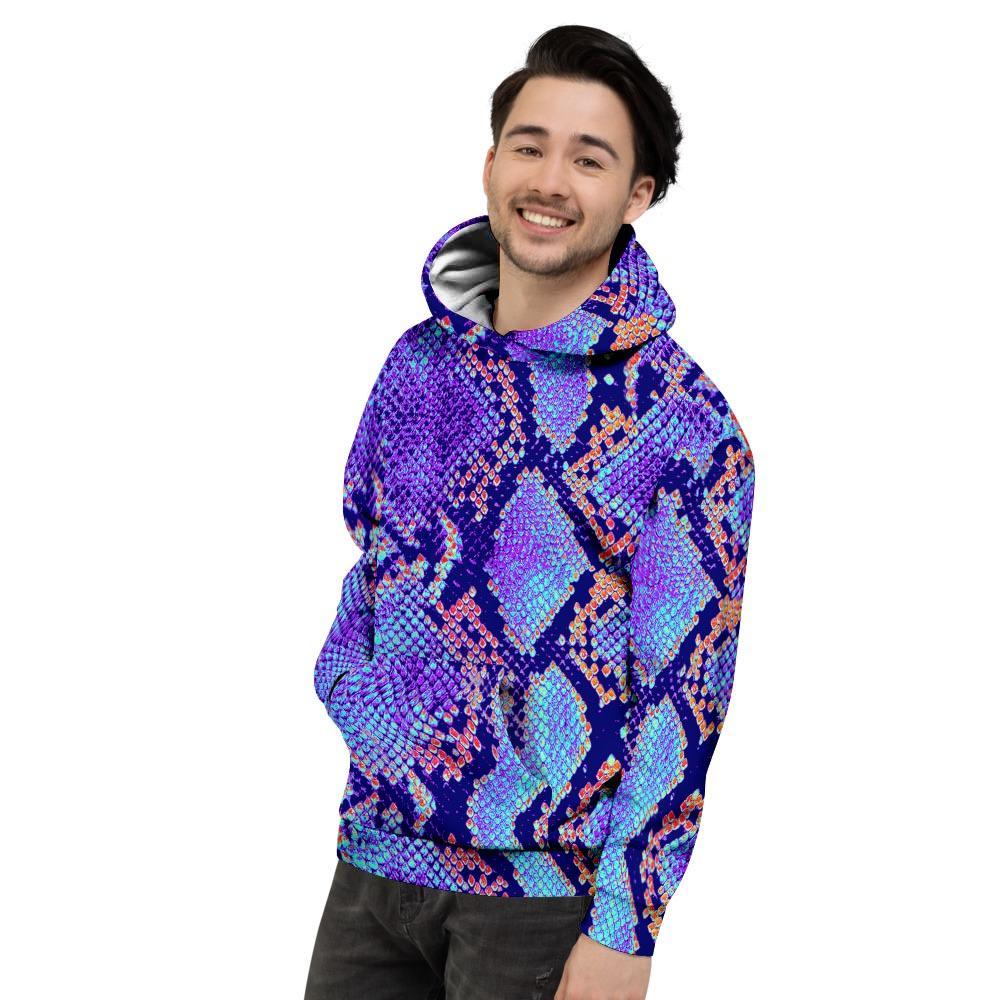 Colorful Snakeskin Print Men's Hoodie-grizzshop
