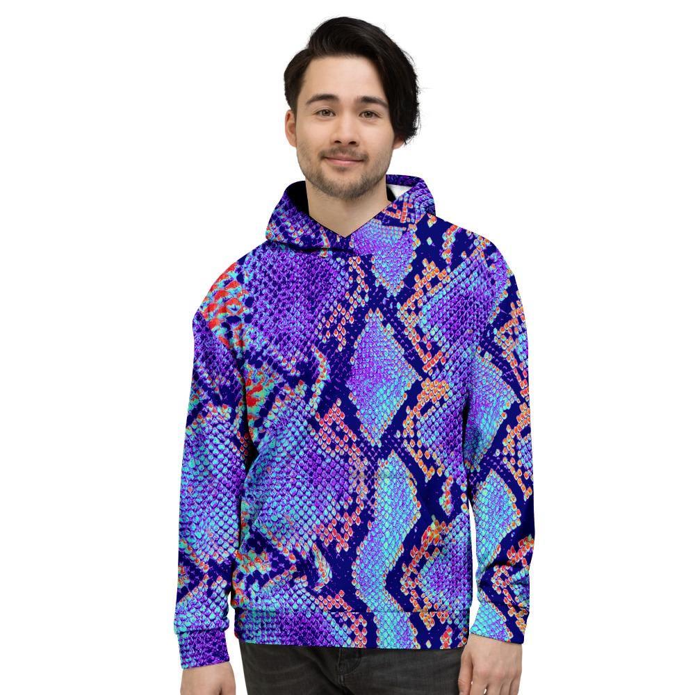 Colorful Snakeskin Print Men's Hoodie-grizzshop