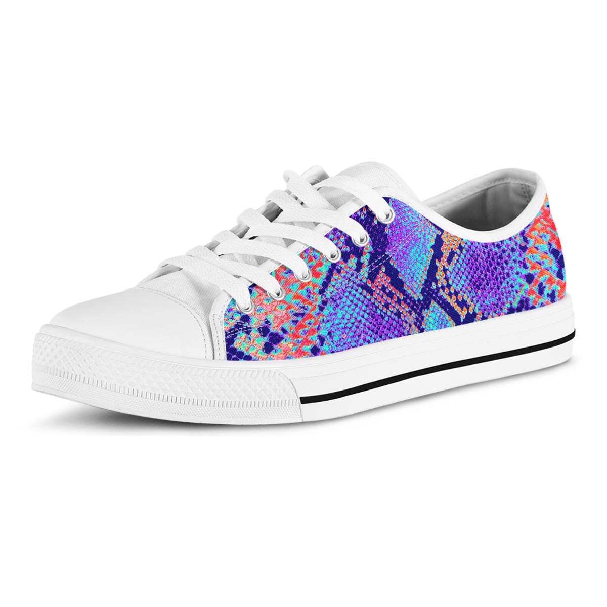 Colorful Snakeskin Print Men's Low Top Shoes-grizzshop