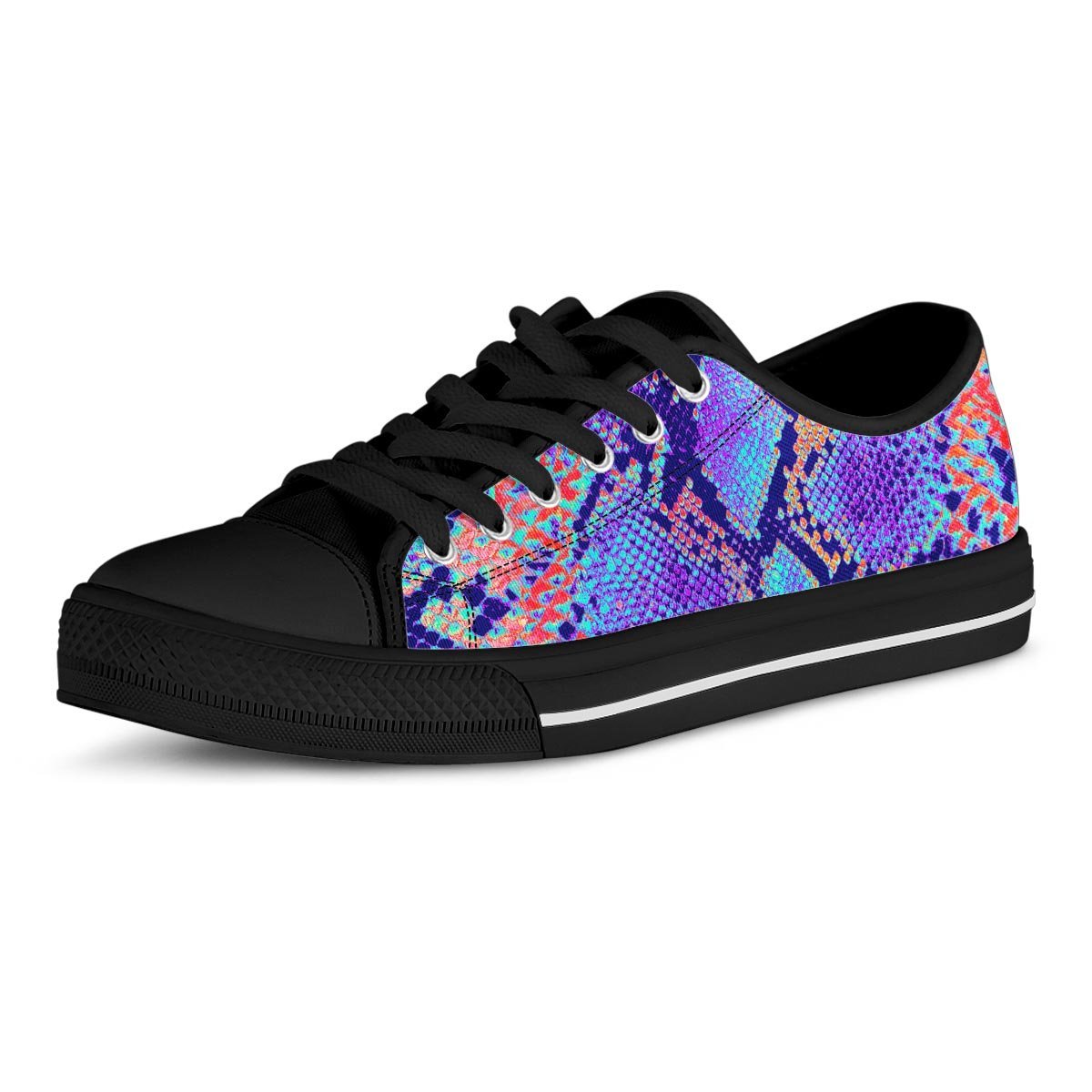 Colorful Snakeskin Print Men's Low Top Shoes-grizzshop