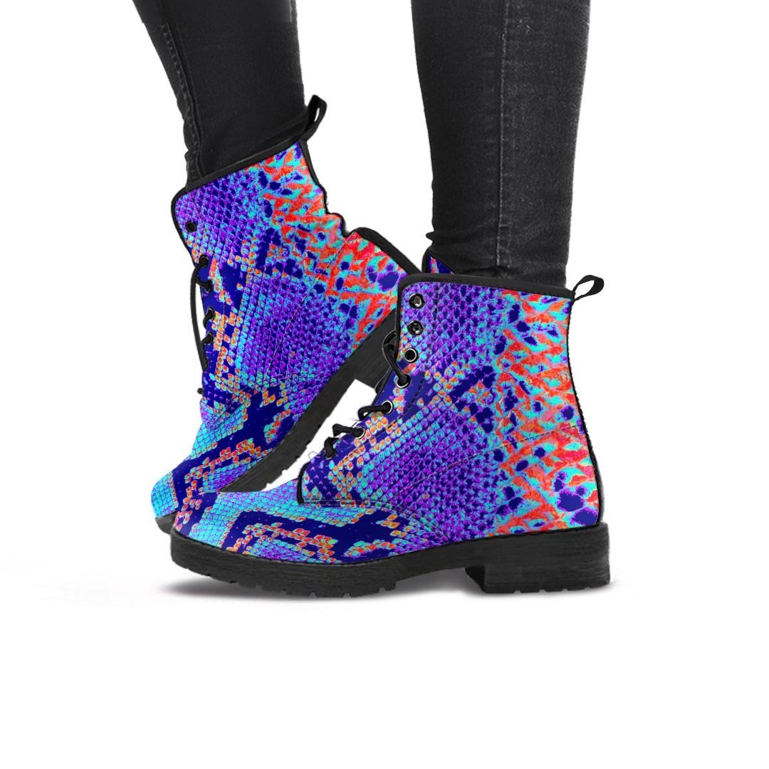 Colorful Snakeskin Print Women's Boots-grizzshop