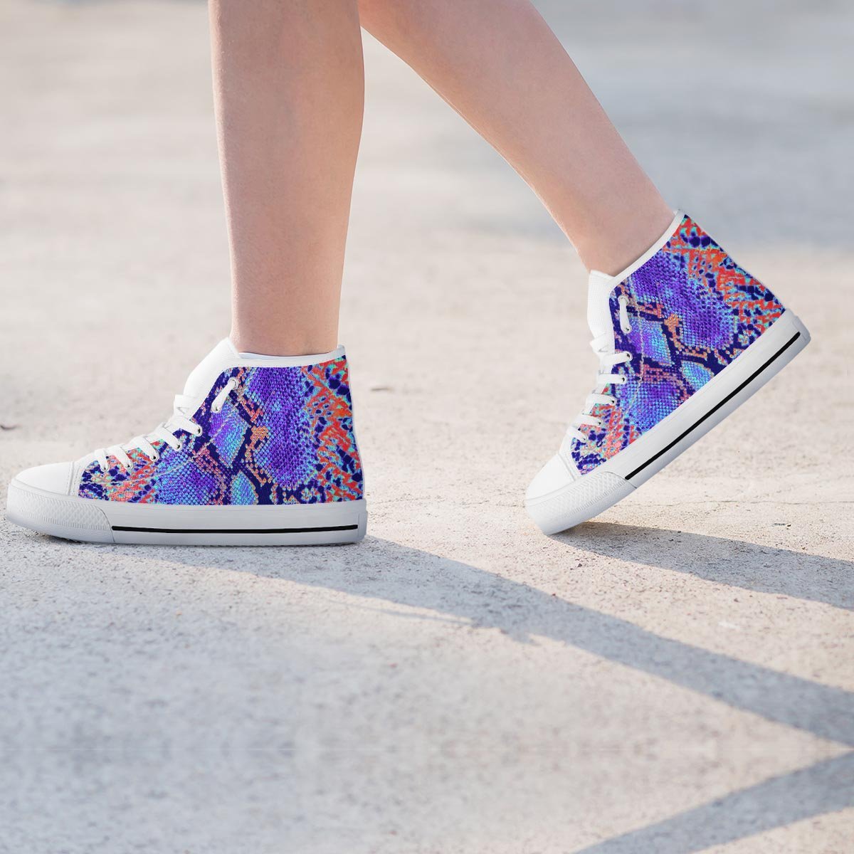 Colorful Snakeskin Print Women's High Top Shoes-grizzshop