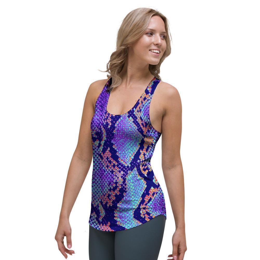 Colorful Snakeskin Print Women's Racerback Tank Top-grizzshop
