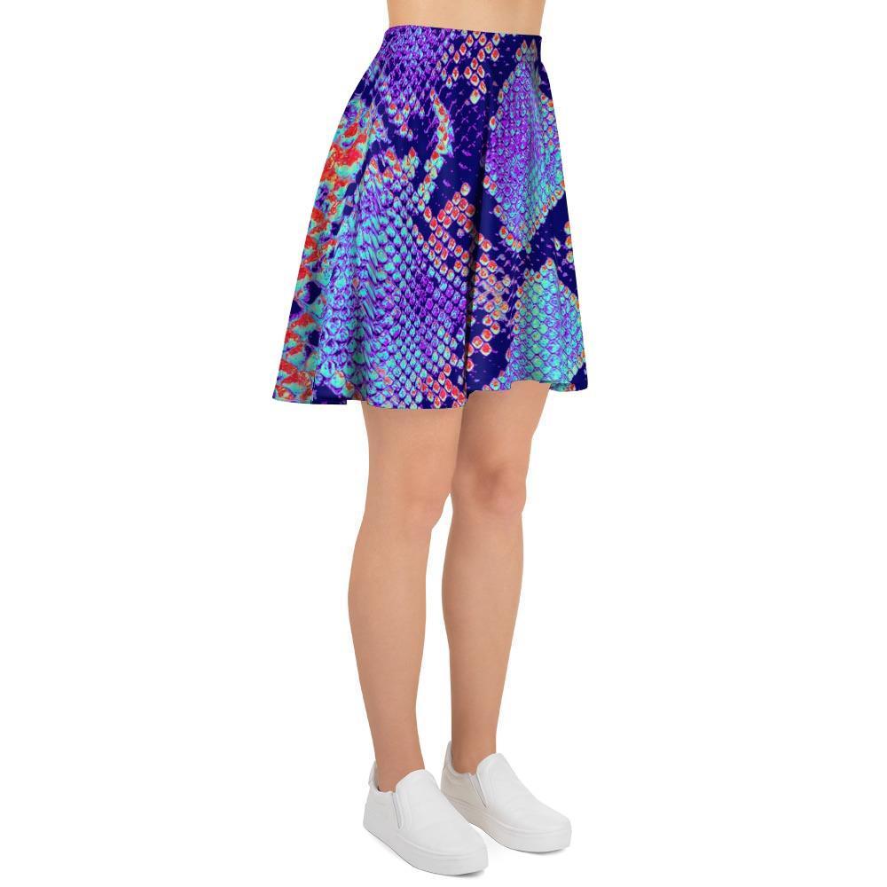 Colorful Snakeskin Print Women's Skirt-grizzshop