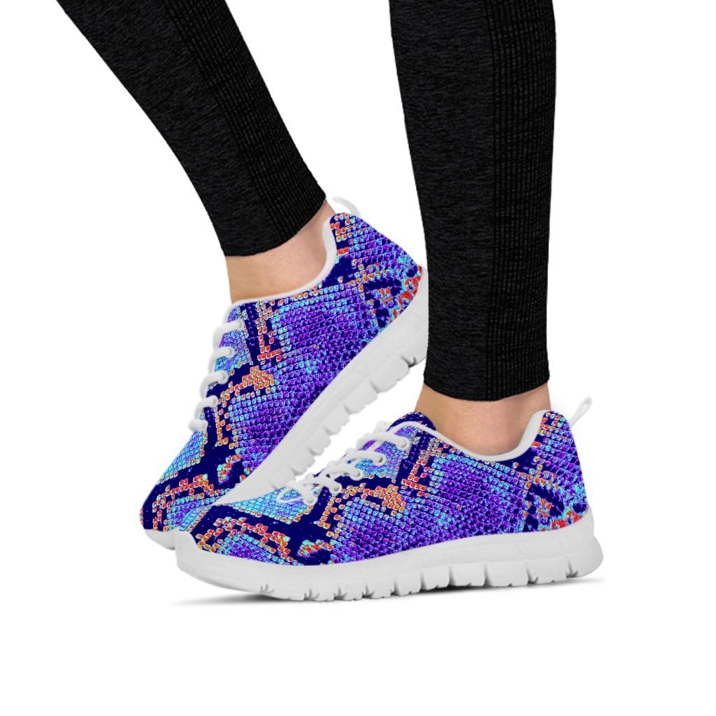 Colorful Snakeskin Print Women's Sneakers-grizzshop