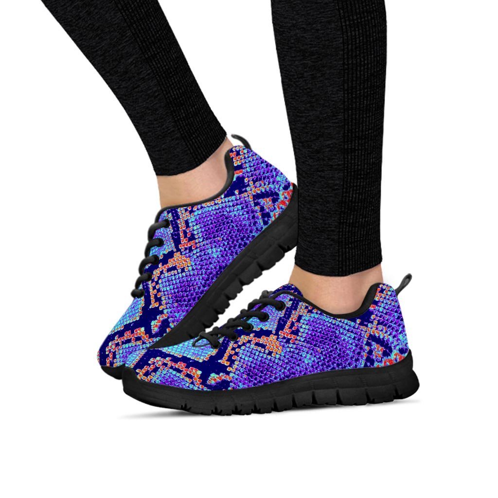Colorful Snakeskin Print Women's Sneakers-grizzshop