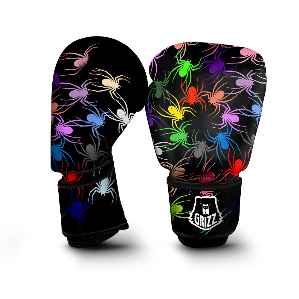 Colorful Spider And Spiral Web Print Boxing Gloves-grizzshop