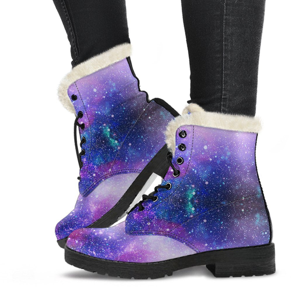 Colorful Star Galaxy Space Print Comfy Winter Boots-grizzshop