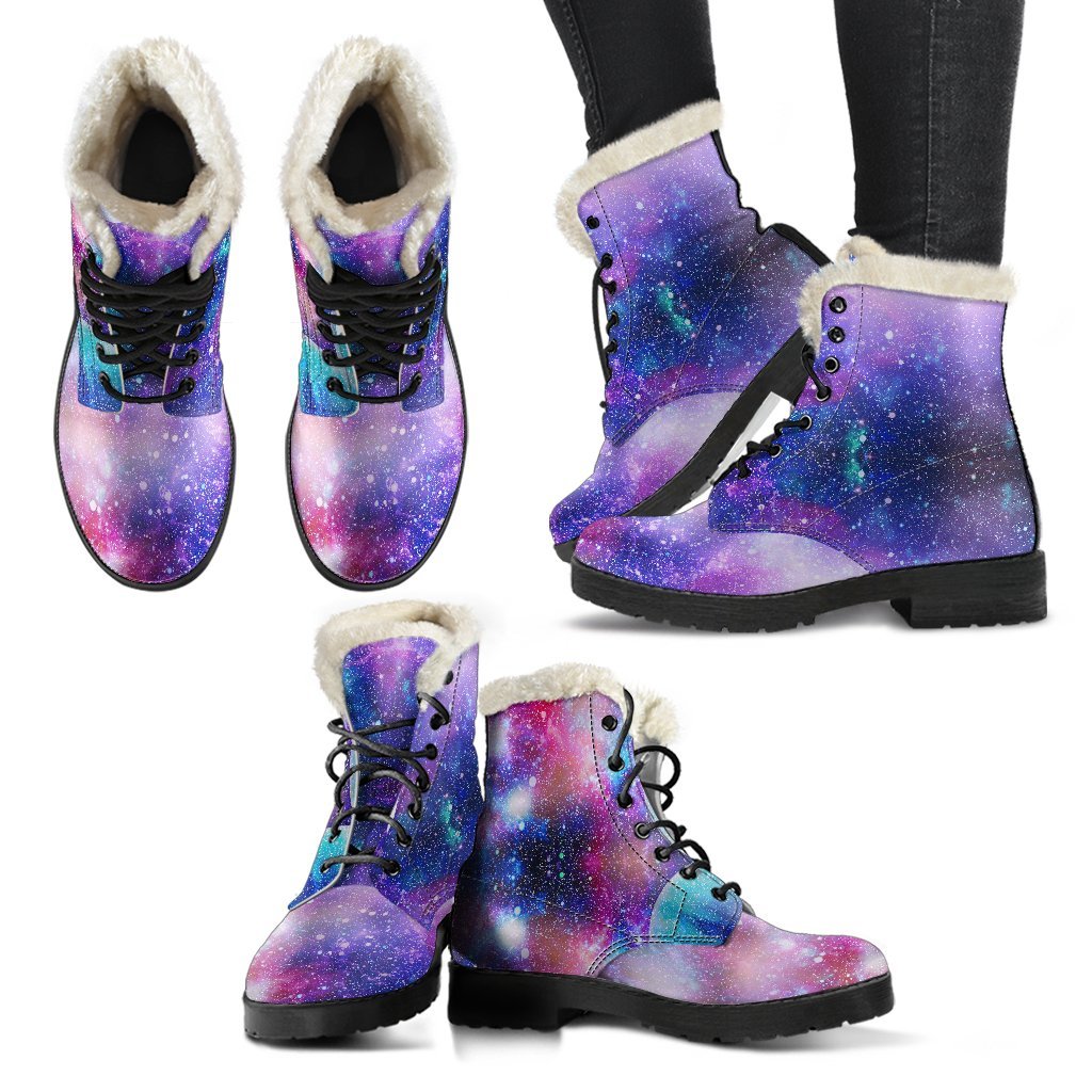 Colorful Star Galaxy Space Print Comfy Winter Boots-grizzshop