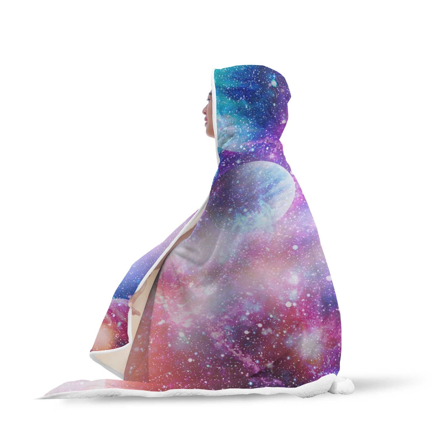 Colorful Star Galxay Space Print Hooded Blanket-grizzshop