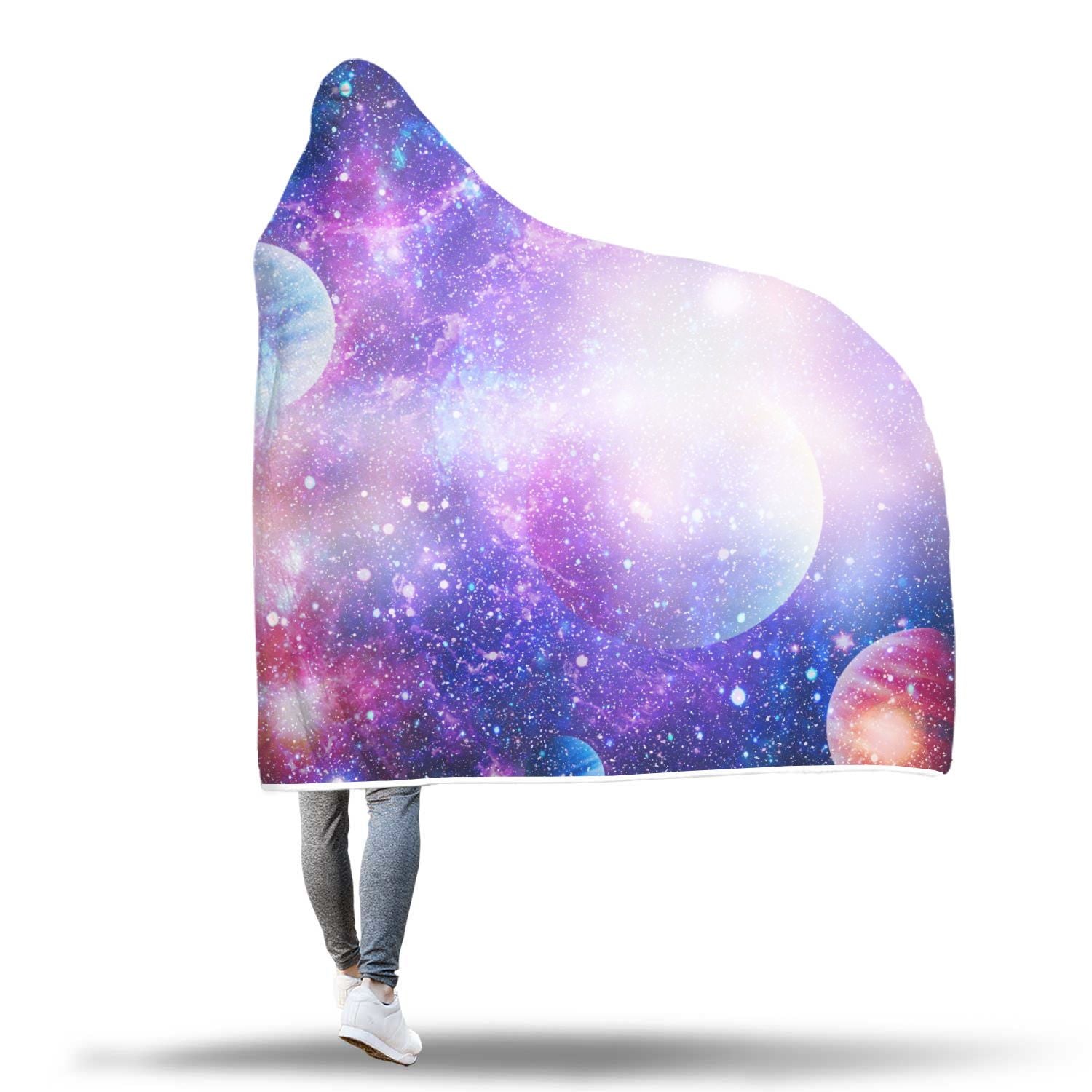 Colorful Star Galxay Space Print Hooded Blanket-grizzshop