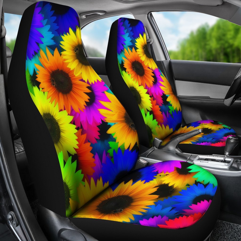 Colorful Sunflower Print Pattern Universal Fit Car Seat Cover-grizzshop