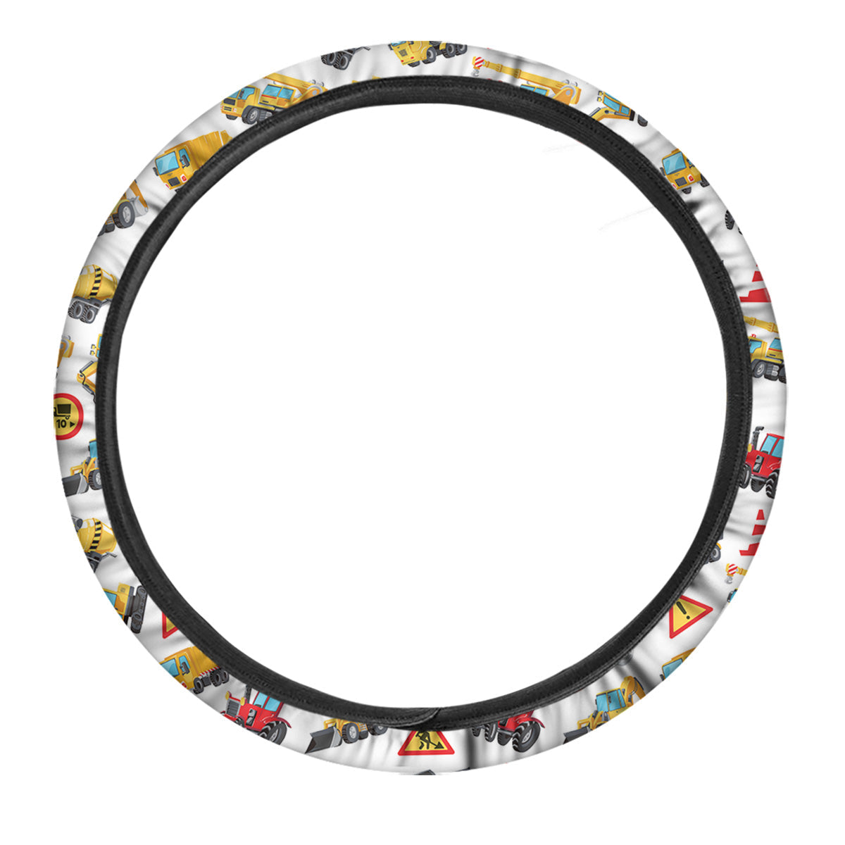 Colorful Toy Trucks And Tractor Print Pattern Car Steering Wheel Cover-grizzshop