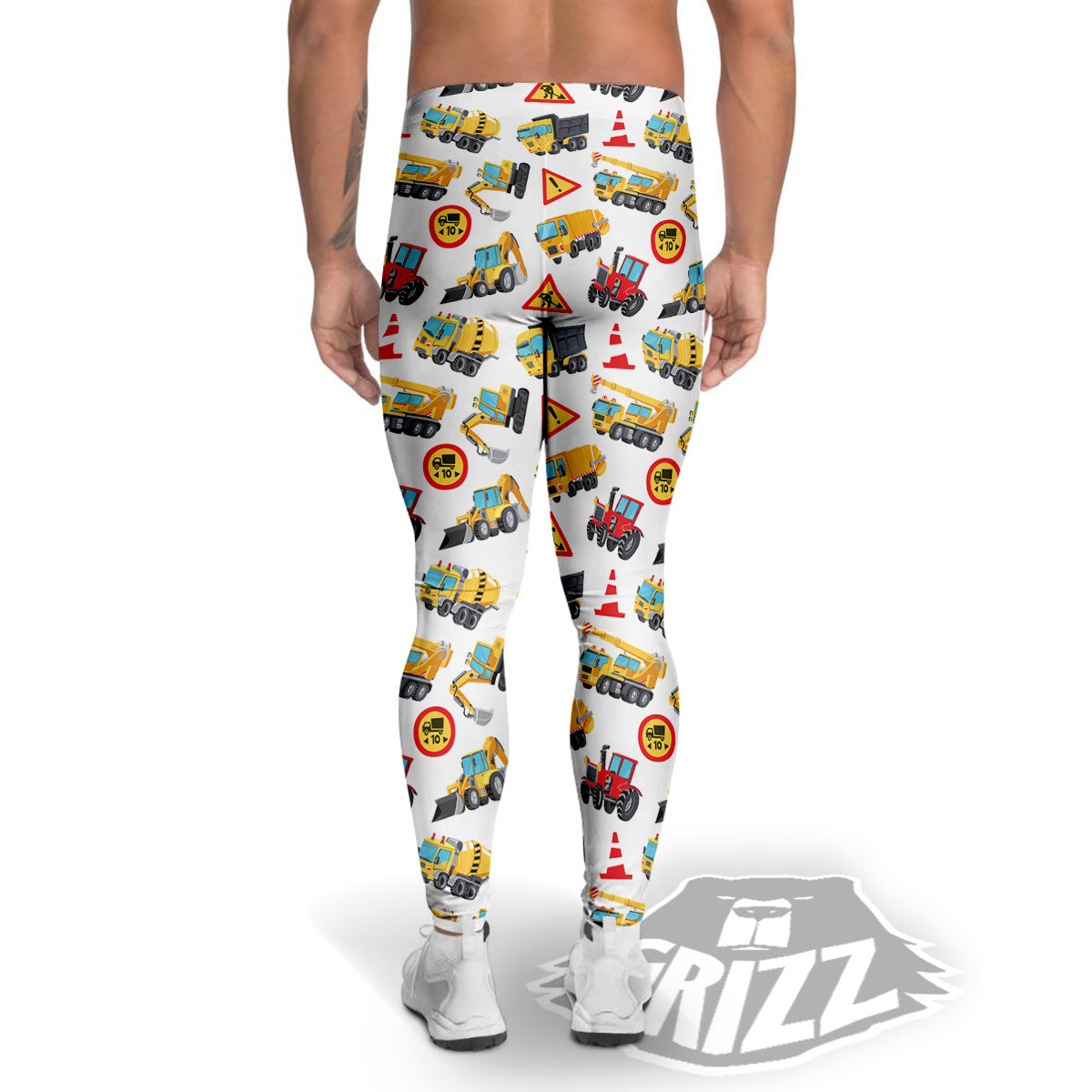 Colorful Toy Trucks And Tractor Print Pattern Men's Leggings-grizzshop