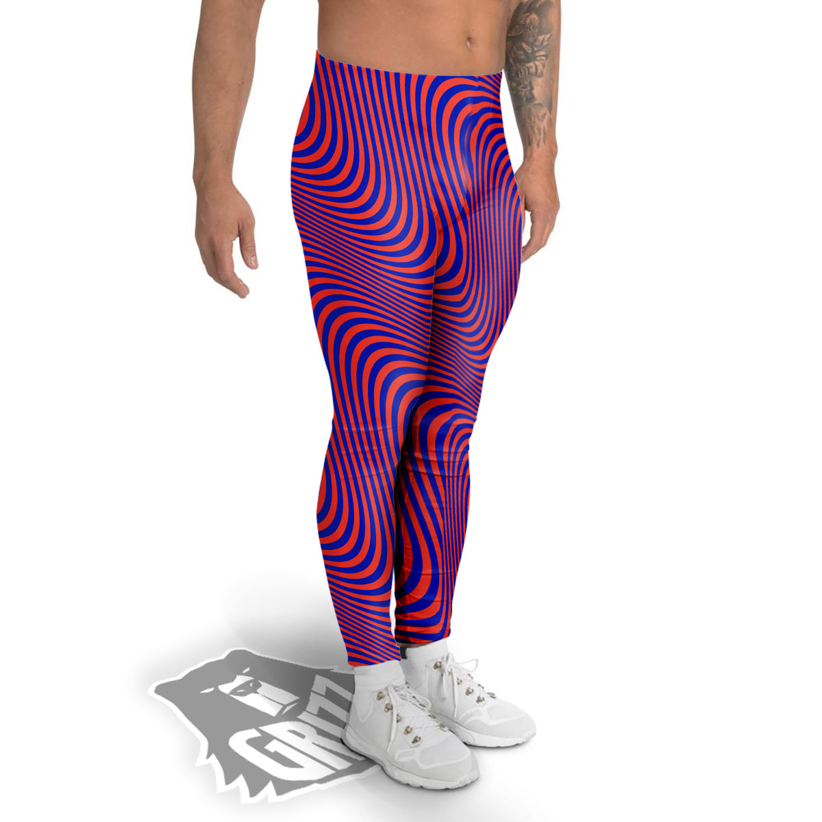 Colorful Wavy Bright Waves Print Men's Leggings-grizzshop