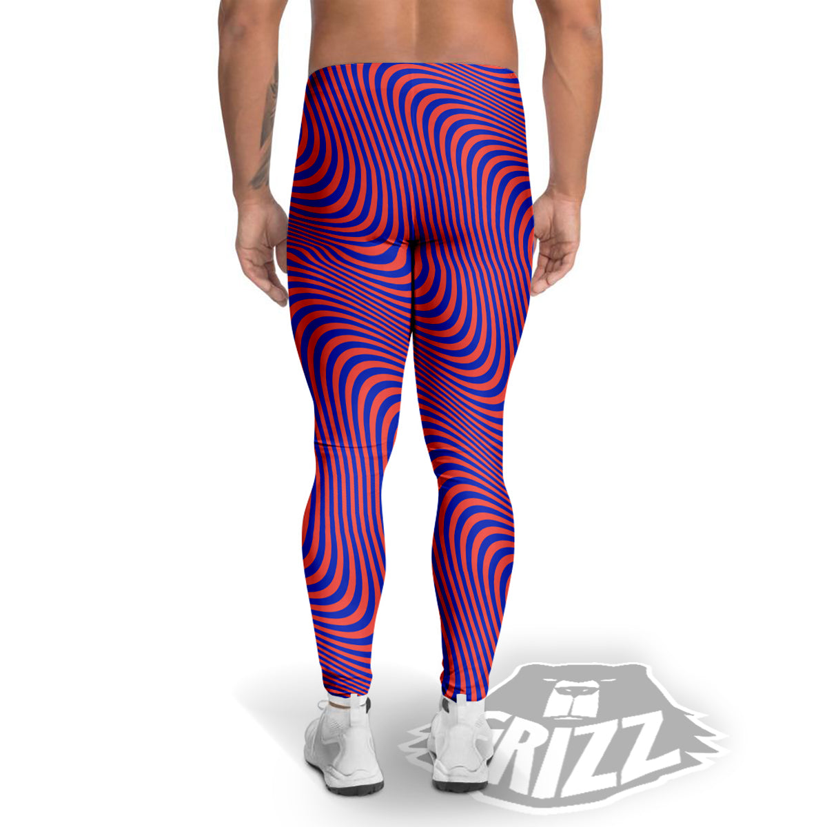 Colorful Wavy Bright Waves Print Men's Leggings-grizzshop