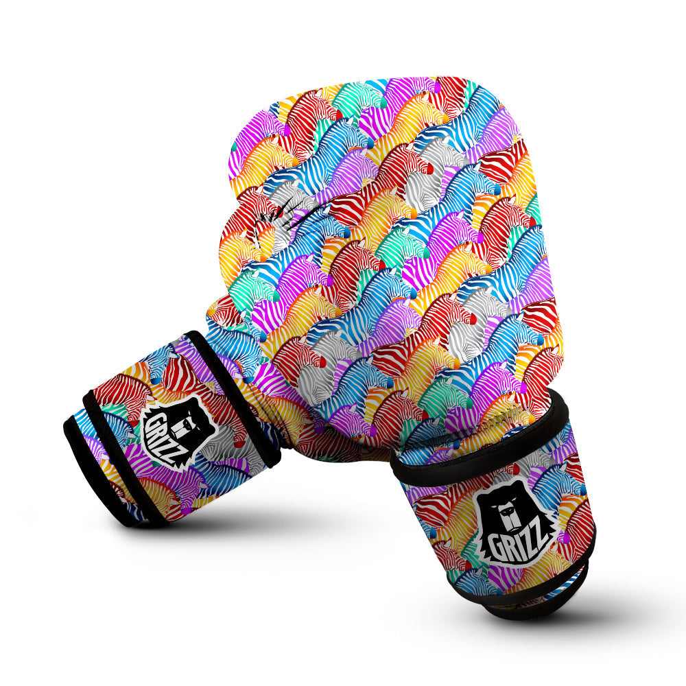 Colorful Zebra Print Pattern Boxing Gloves-grizzshop