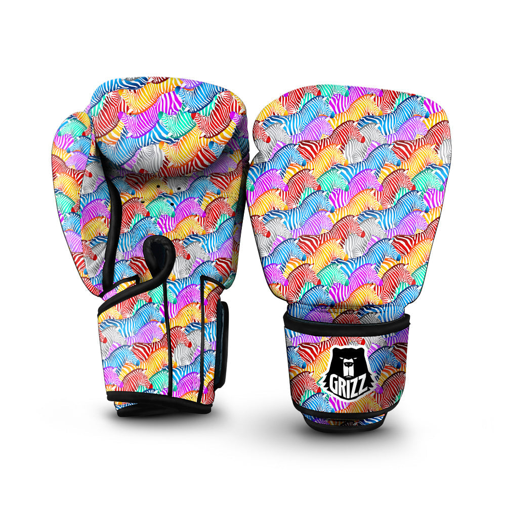 Colorful Zebra Print Pattern Boxing Gloves-grizzshop