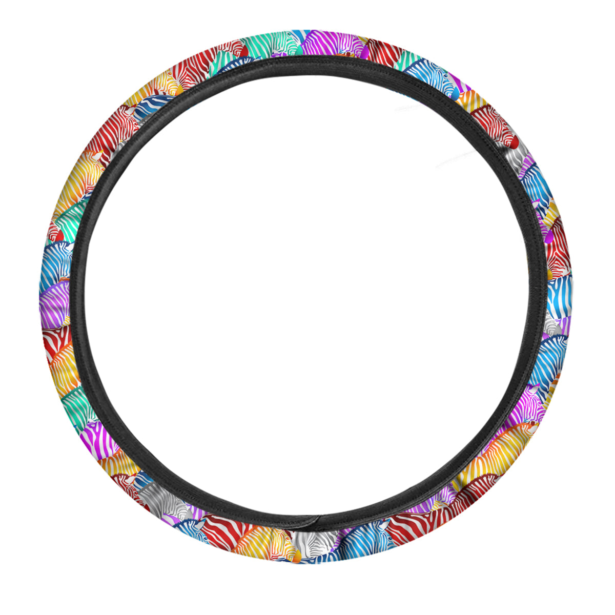 Colorful Zebra Print Pattern Car Steering Wheel Cover-grizzshop