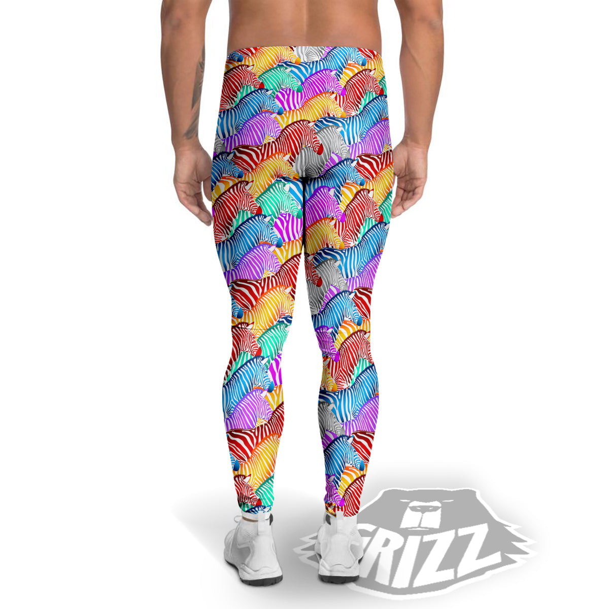 Colorful Zebra Print Pattern Men's Leggings-grizzshop