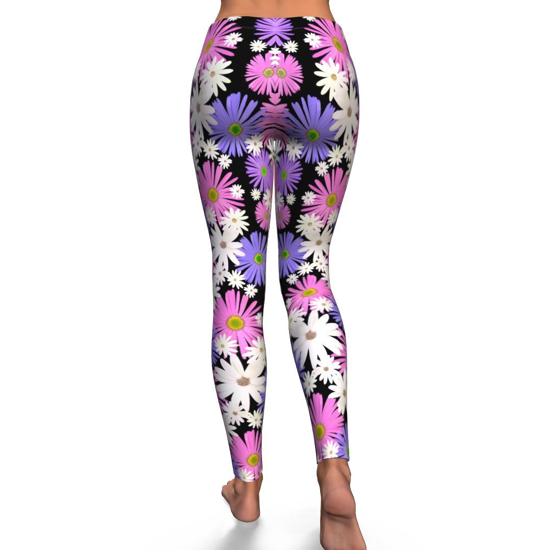 Colorful Daisy Pattern Print Pattern Women Leggings-grizzshop