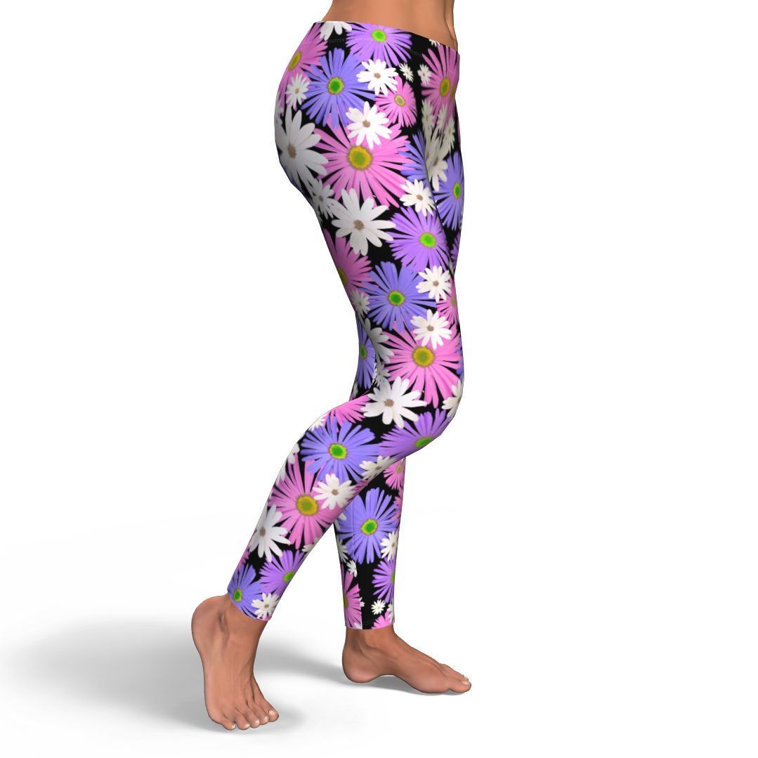 Colorful Daisy Pattern Print Pattern Women Leggings-grizzshop