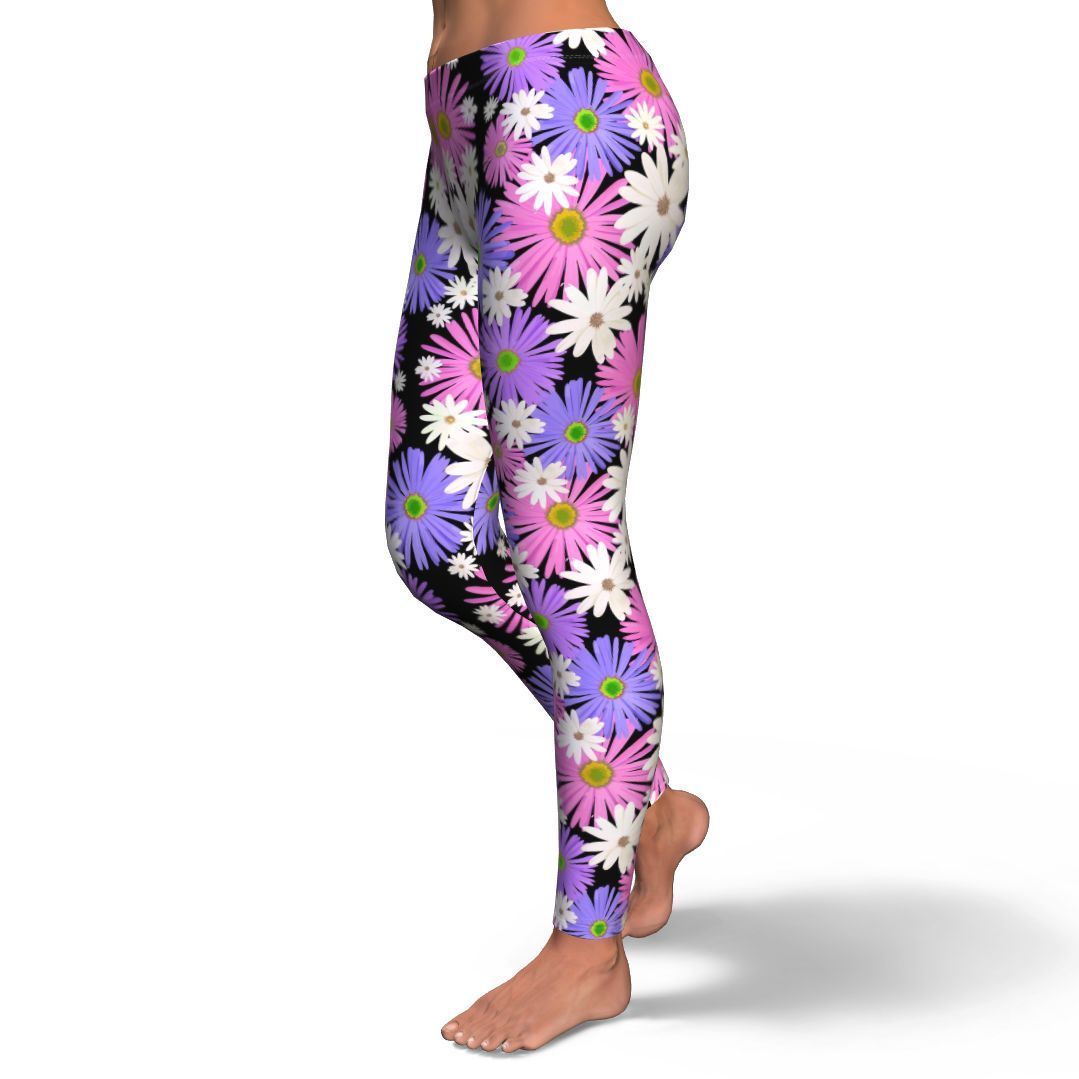 Colorful Daisy Pattern Print Pattern Women Leggings-grizzshop