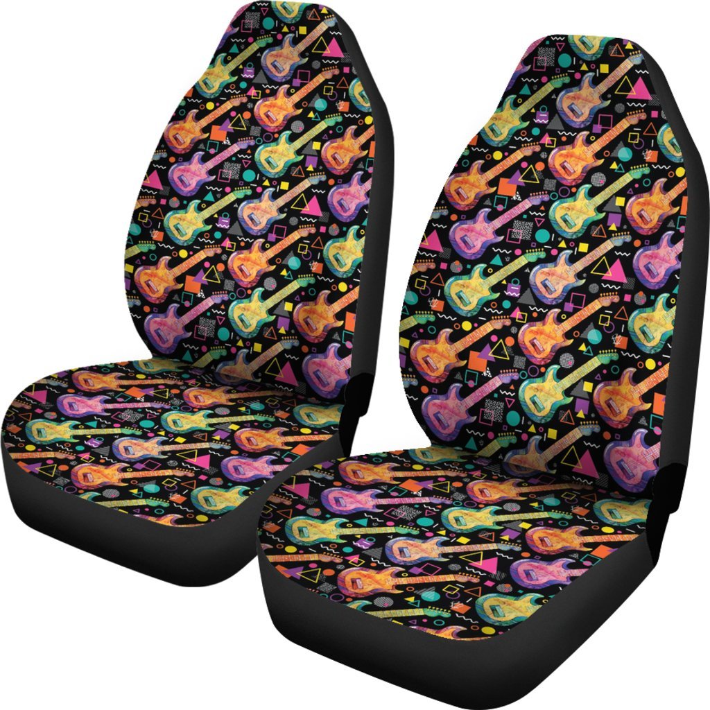 Colorful Electric Guitar Pattern Print Universal Fit Car Seat Cover-grizzshop