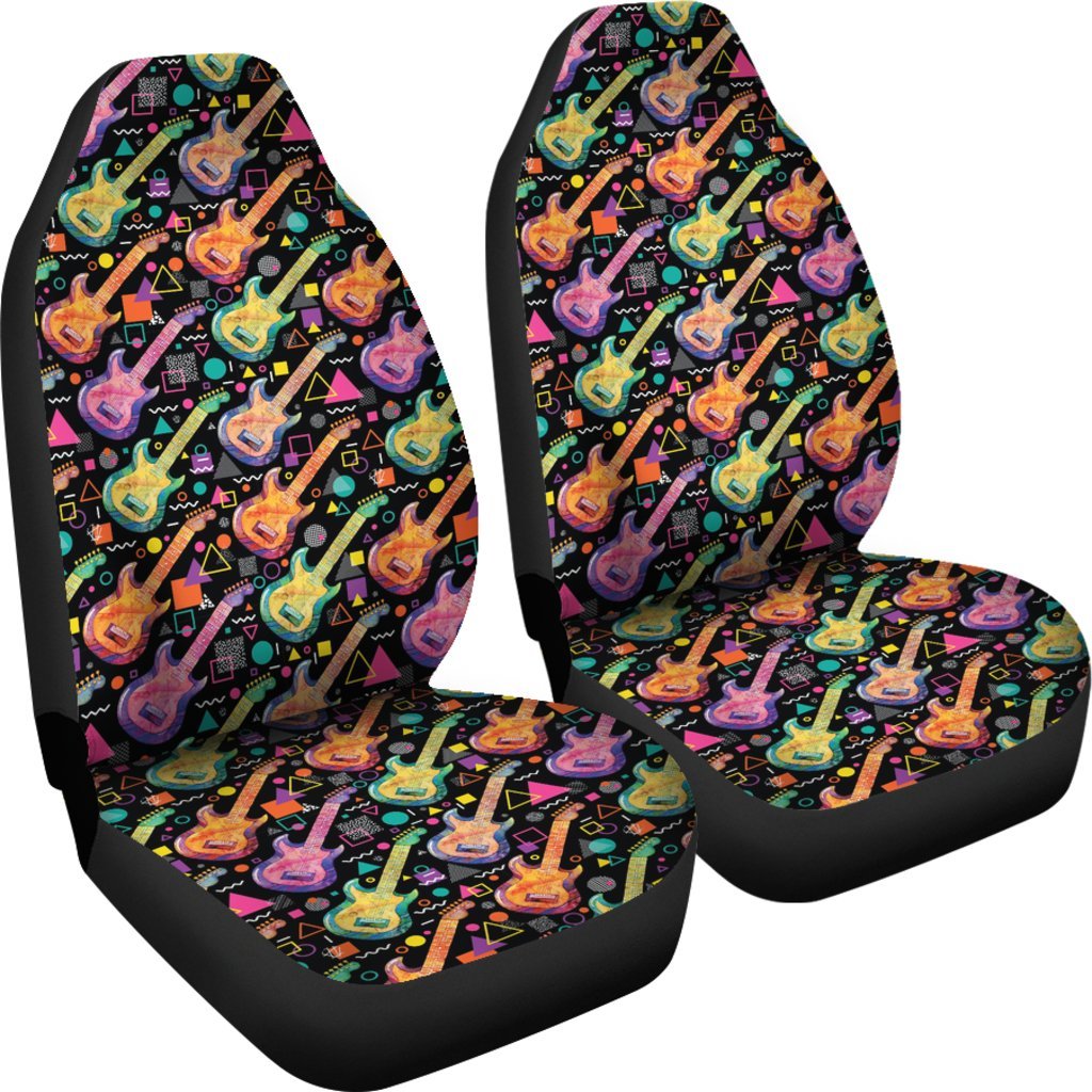 Colorful Electric Guitar Pattern Print Universal Fit Car Seat Cover-grizzshop