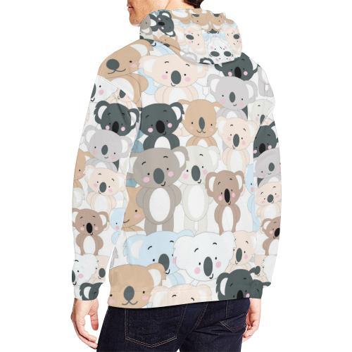 Colorful Koala Pattern Print Men Pullover Hoodie-grizzshop