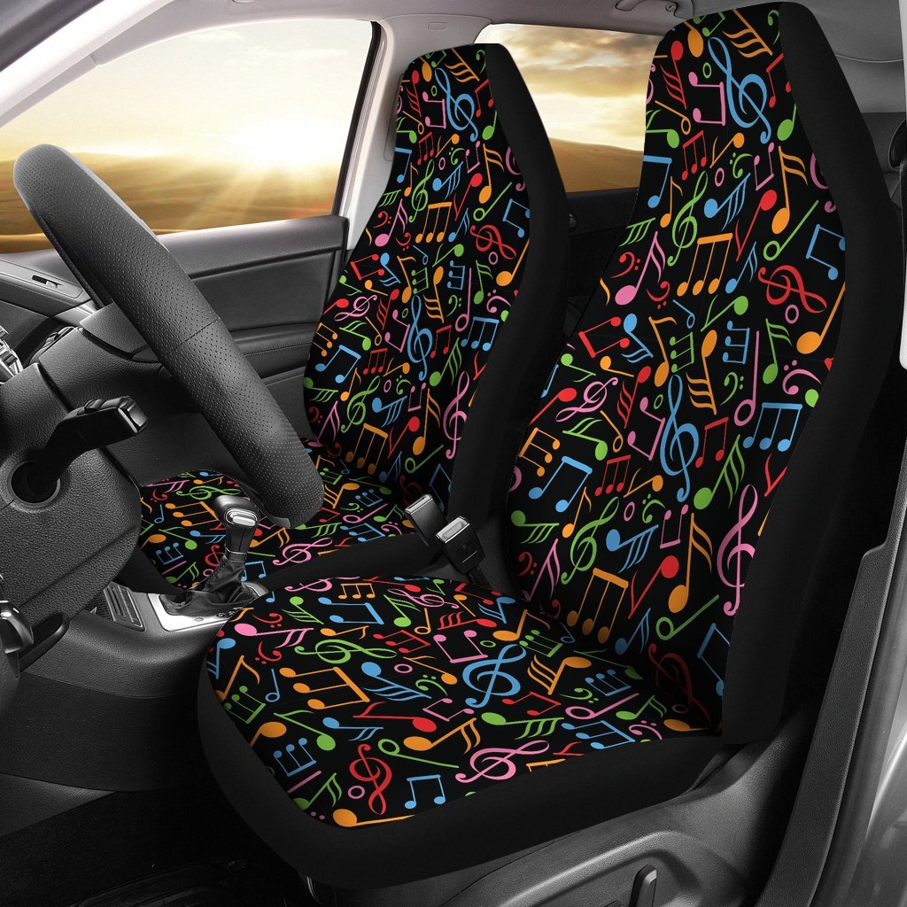 Colorful Music Note Pattern Print Universal Fit Car Seat Cover-grizzshop