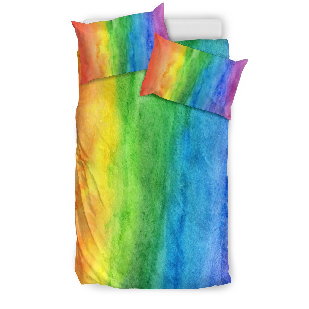 Colorful Rainbow Pattern Print Duvet Cover Bedding Set-grizzshop