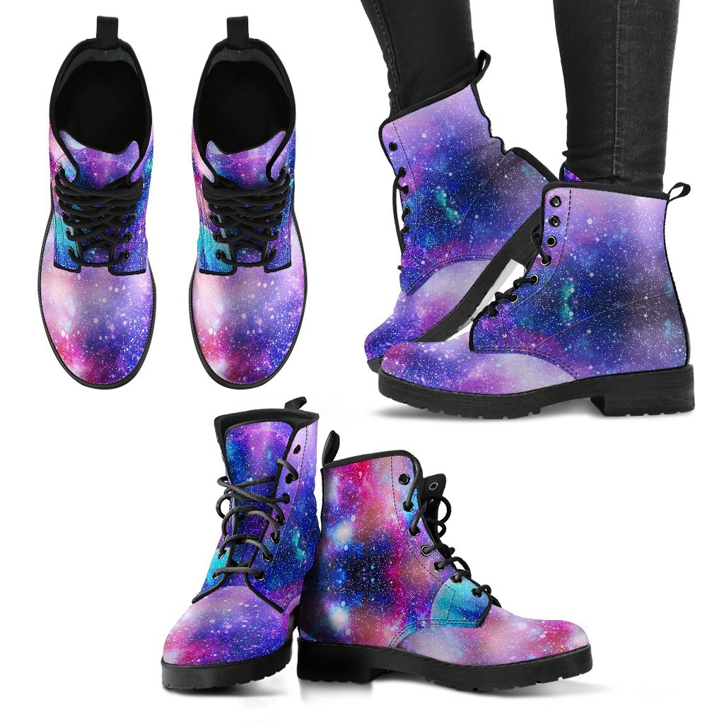Colorful Star Galxay Space Print Men Women Leather Boots-grizzshop