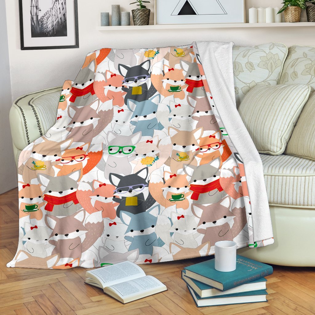 Colorul Fox Pattern Print Blanket-grizzshop