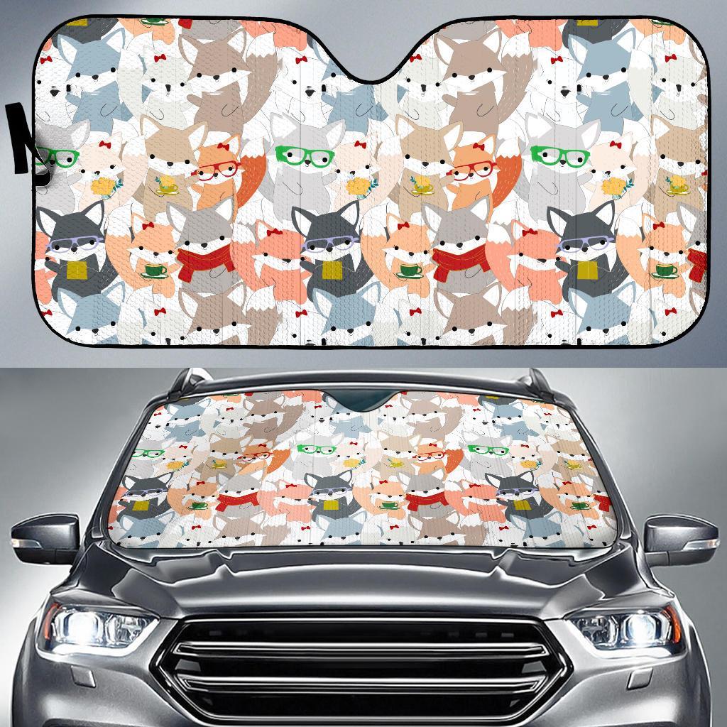 Colorul Fox Pattern Print Car Sun Shade-grizzshop