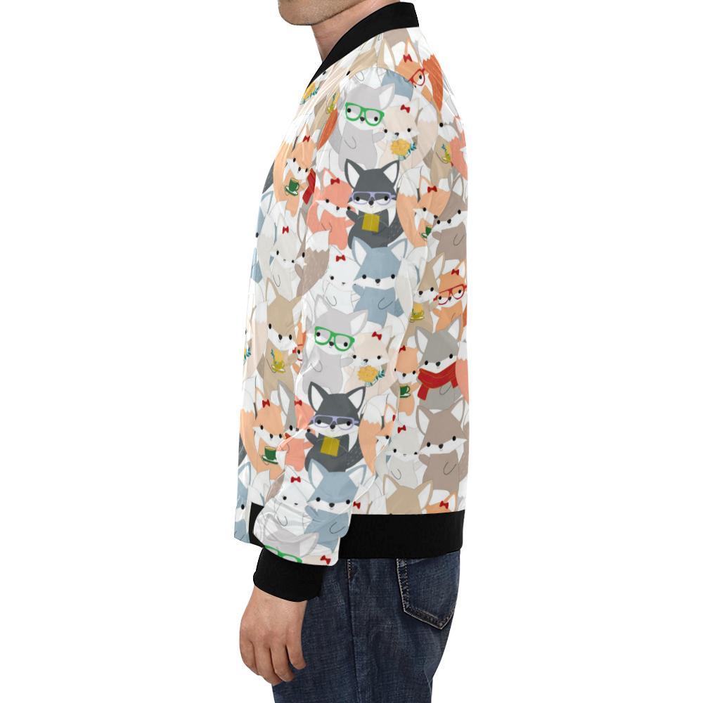 Colorul Fox Pattern Print Men's Bomber Jacket-grizzshop