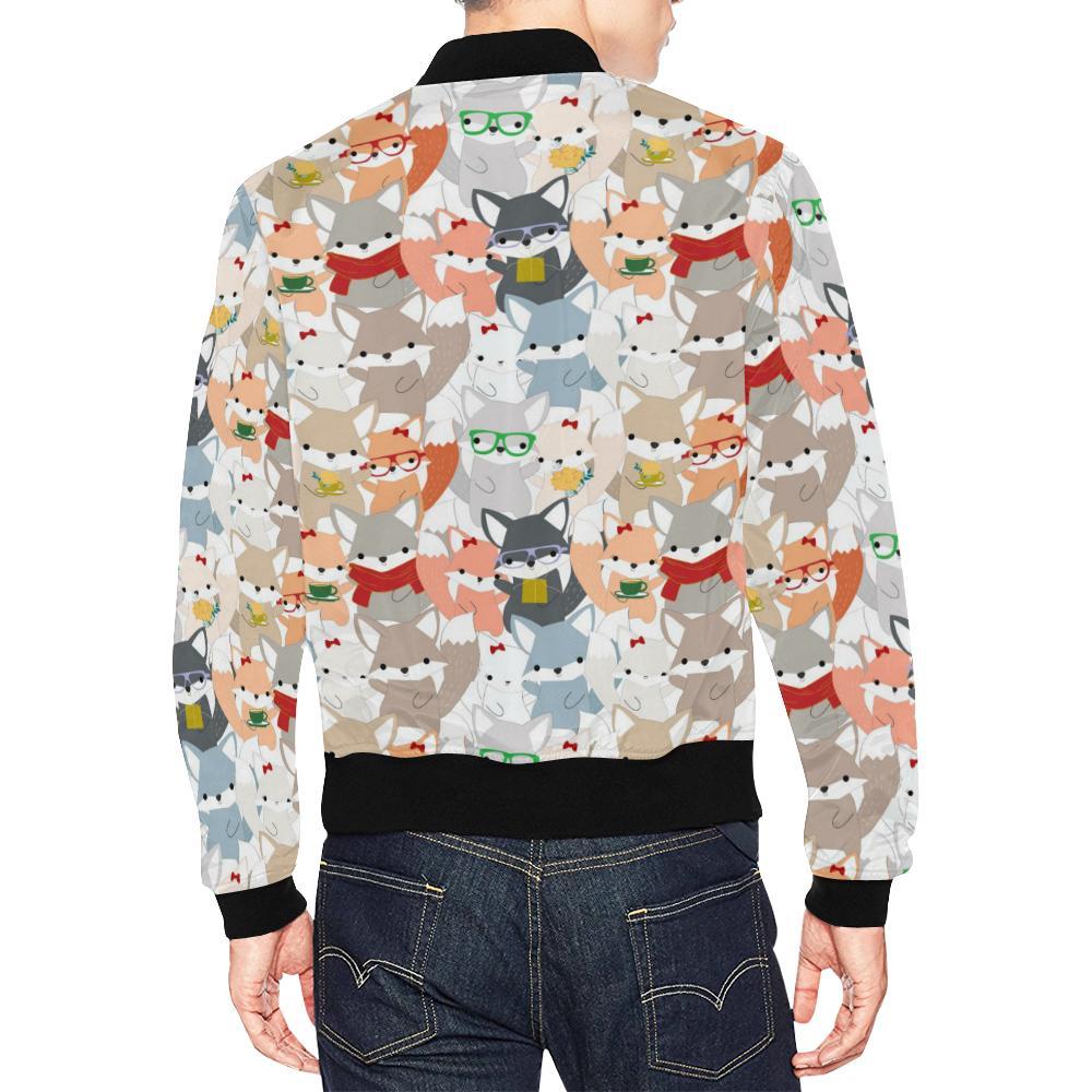 Colorul Fox Pattern Print Men's Bomber Jacket-grizzshop