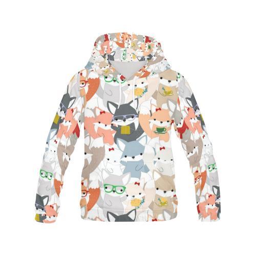 Colorul Fox Pattern Print Women Pullover Hoodie-grizzshop